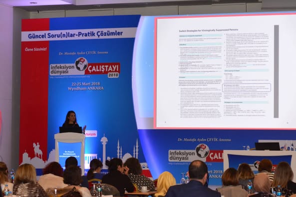 İnfeksiyon Dünyası Çalıştayı 2018’in, “PROTEAZ İNHİBİTÖRLERİNİN DÜNÜ, BUGÜNÜ, YARINI” oturumu 102 katılımla gerçekleşti. 3. Gün, 24 Mart 2018.